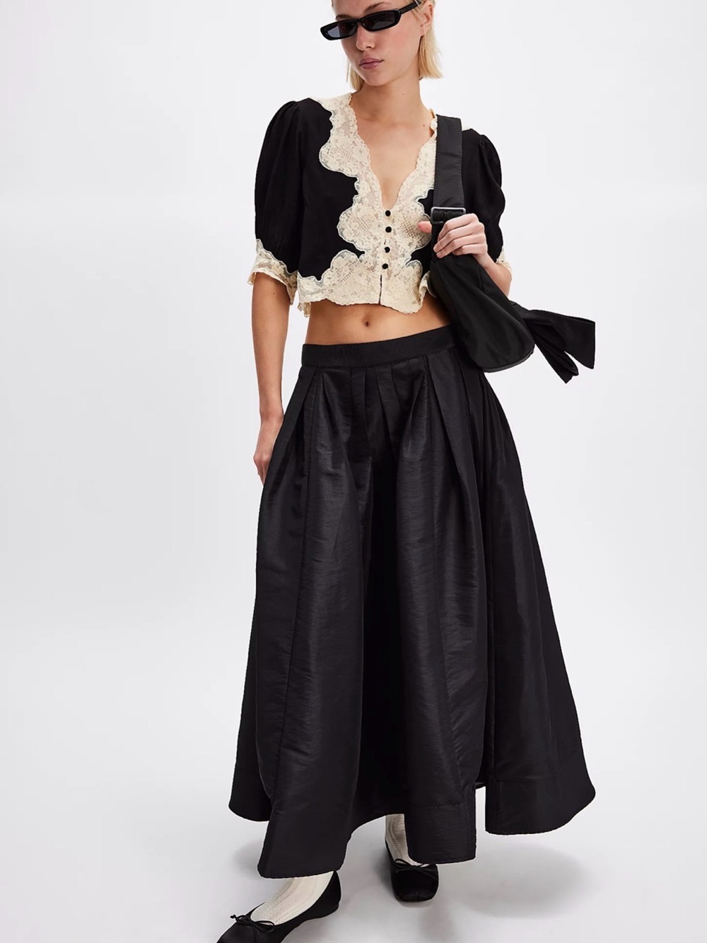 Free People Emilia Full Skirt Black Sz M